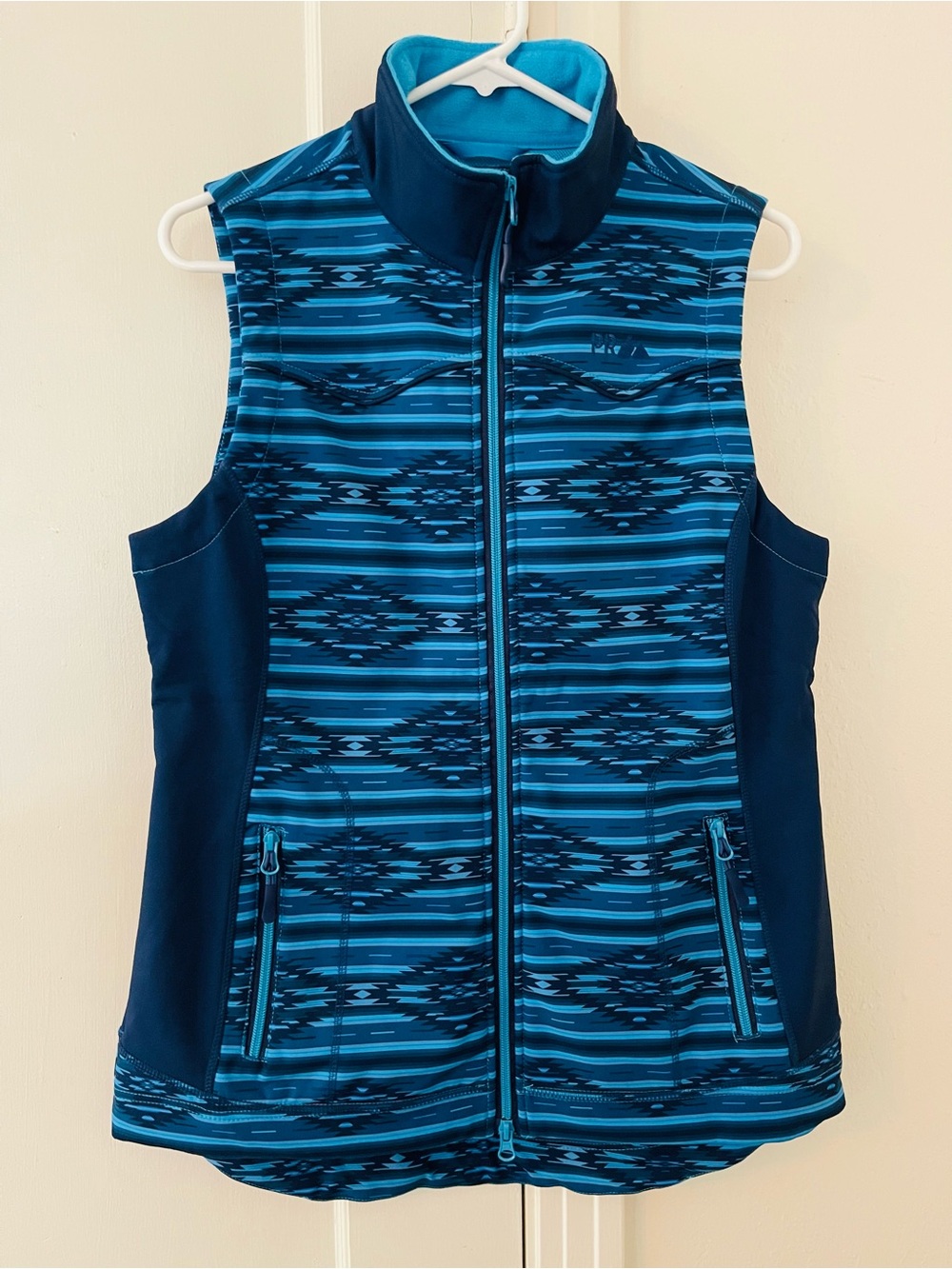 Powder River Outfitters Ladies Aztec Rodeo Softshell Vest - Peacock Blue - Size